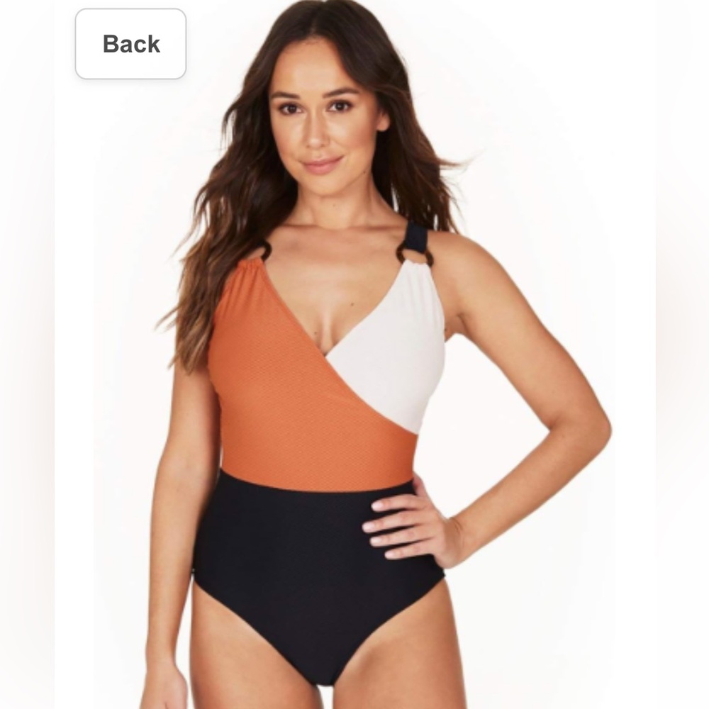 Nip Tuck Swim, Color Block, Textured, Tummy Contr… - image 1